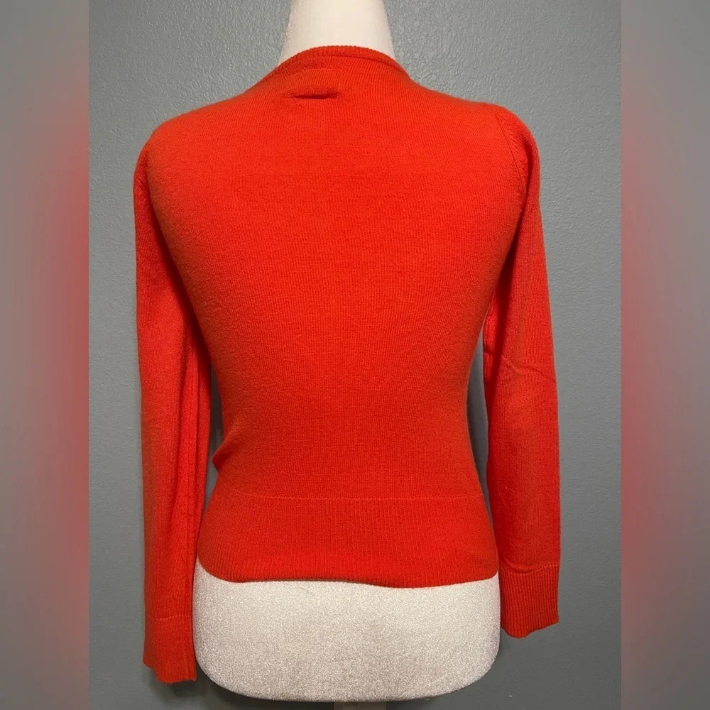 Anthropologie Tabitha Women’s Orange Embroidered Flower Cardigan Sweater Boho XS - Picture 3 of 7